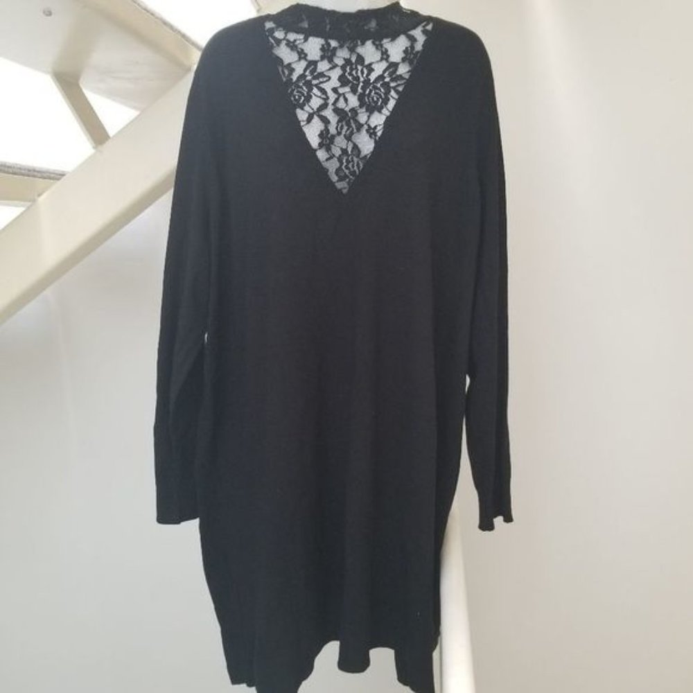 Michel?Studio Lace?Detail Black Sweater Dress 3X